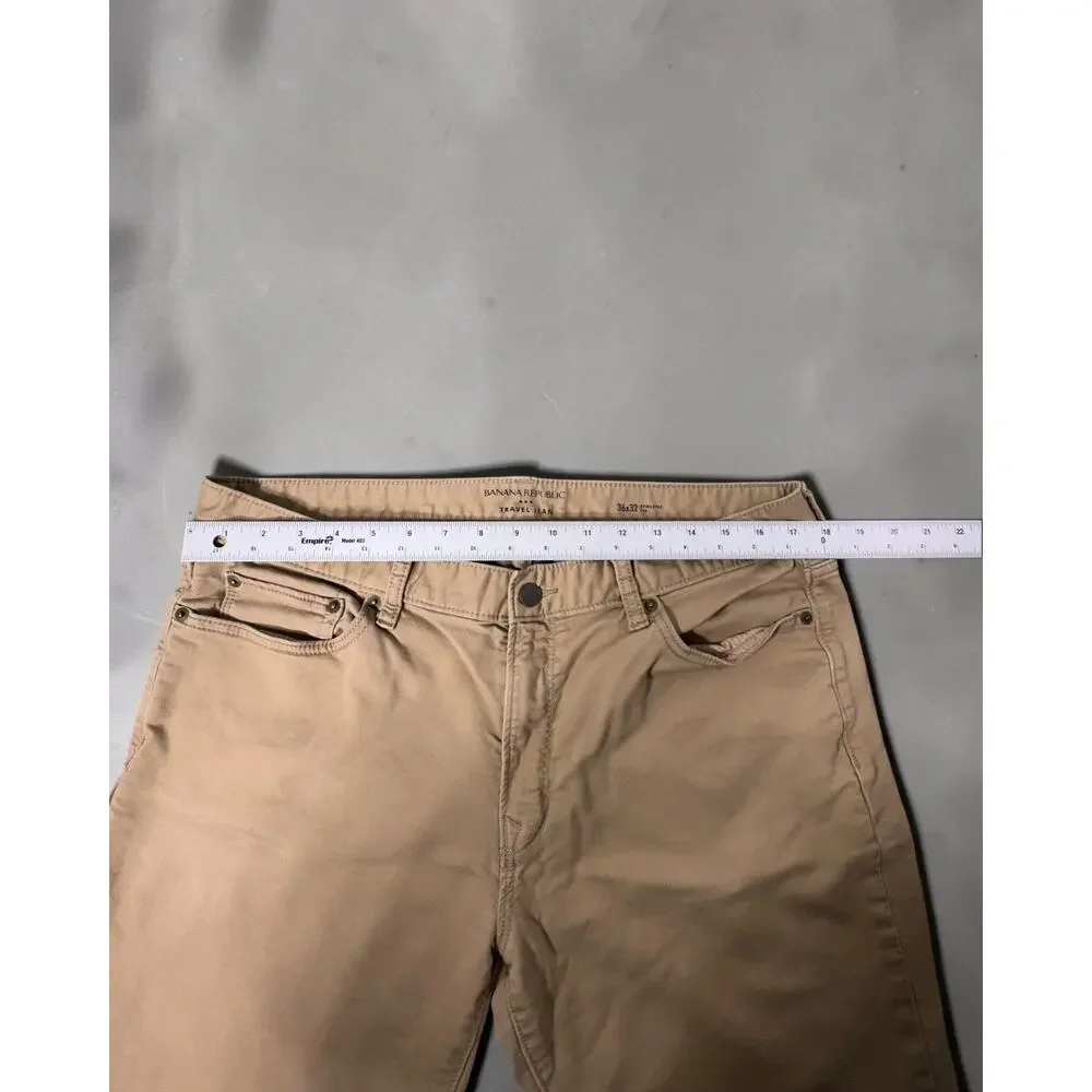 Banana Republic Traveler Jeans Mens 36x32 Beige Athletic Fit Stretch Pants